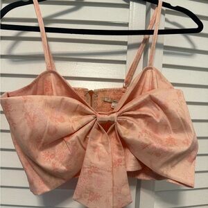 Kimchi Blue Peach Floral Bow Top